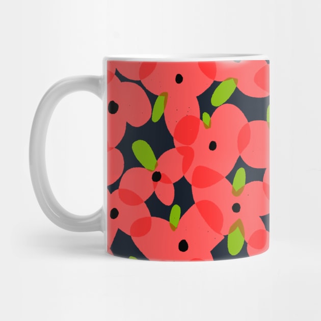 Coral colour flowers pattern by covostudio